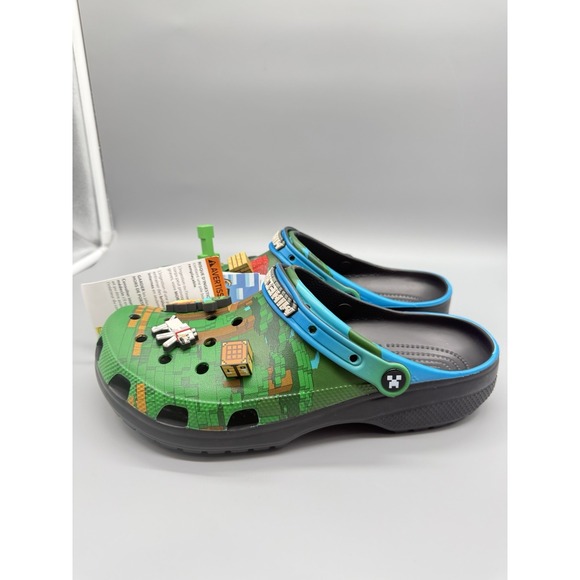 Crocs Minecraft Classic Clog Green Size M10/W12 Adult Gamer Steve Creeper main image 6